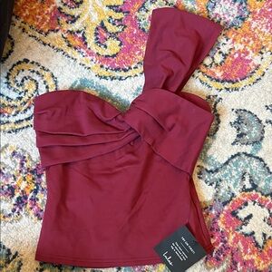 Elegant Burgundy One-Shoulder Top